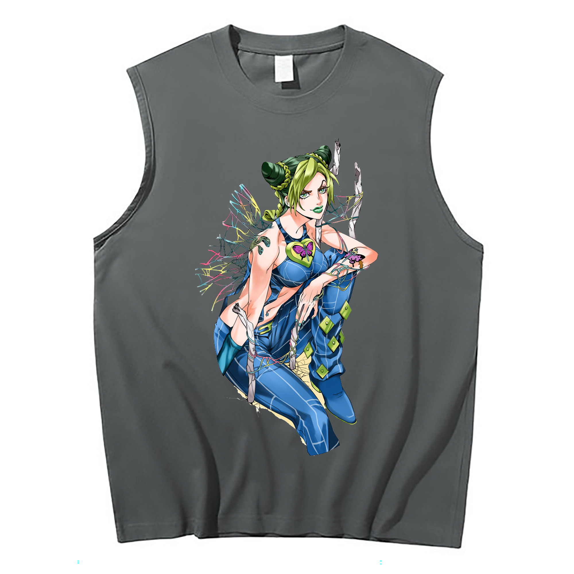 （画像用） "ジョジョの奇妙な冒険 くうじょう ジョリーン JoJo's Bizarre Adventure Jolyne Cujoh " コットン100％タンクトップ（フロントプリント）
